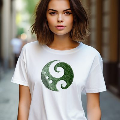 Generative AI, Realistic white T-Shirt mock up blank put on young pretty woman, copy space for presentation advertising. Blank business concept